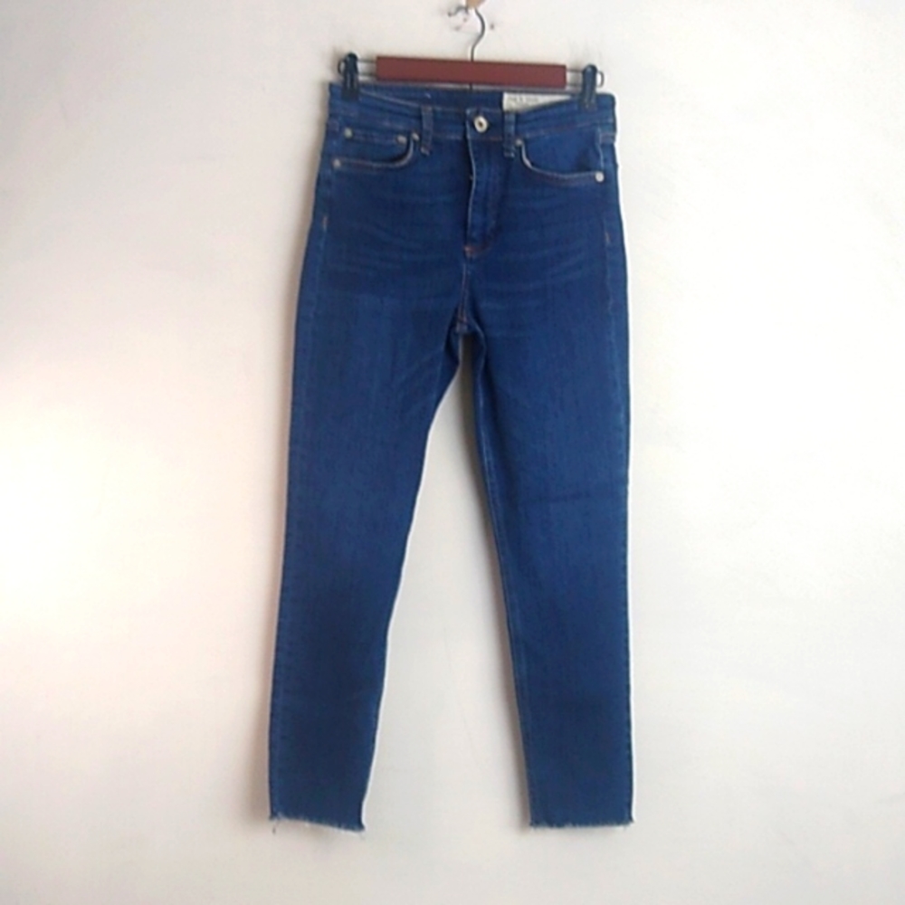 Rag & Bone women’s size 26 Nina high rise  ankle skinny raw hem Jasper blue